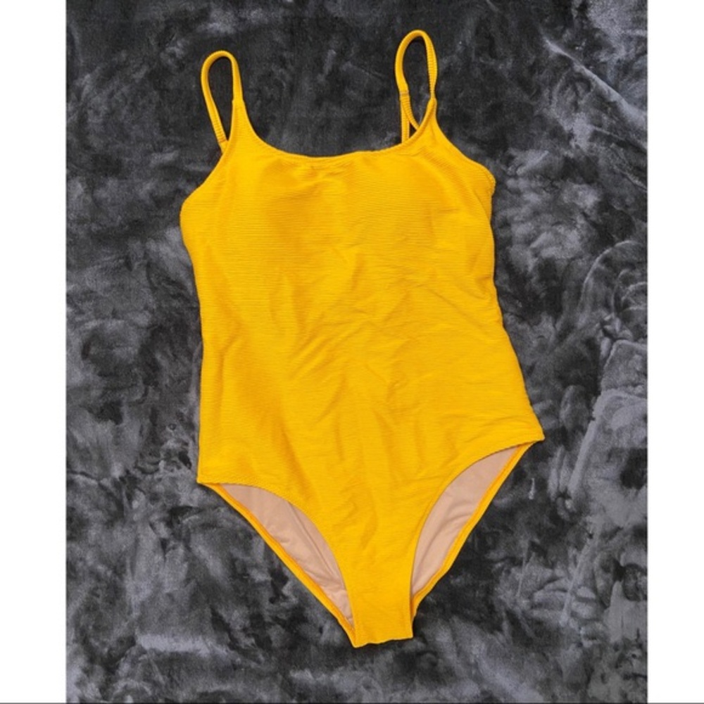 Yellow one piece bathing suit